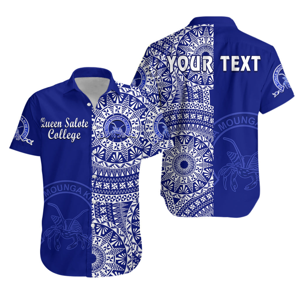 (Custom Personalised) Queen Salote Tonga College Hawaiian Shirt Tongan Ngatu Pattern LT14 Unisex Blue - Polynesian Pride