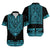 Custom Outfit For Couple Polynesian Tribal Matching Dress and Hawaiian Shirt Dashiki with Polynesian Tattoo Royal Turquoise Version LT14 - Polynesian Pride