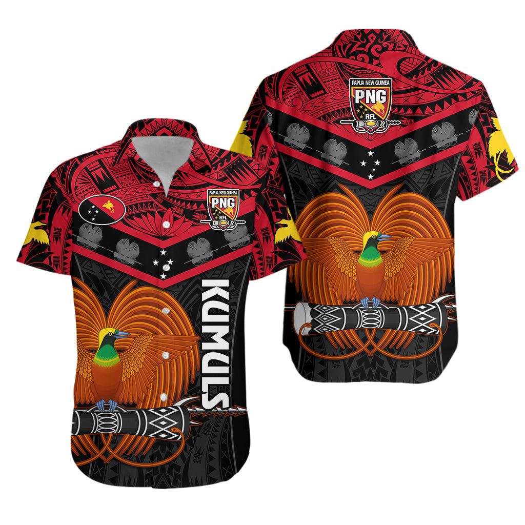 Papua New Guinea Rugby Hawaiian Shirt PNG Kumuls Bird Of Paradise Black LT14 Black - Polynesian Pride