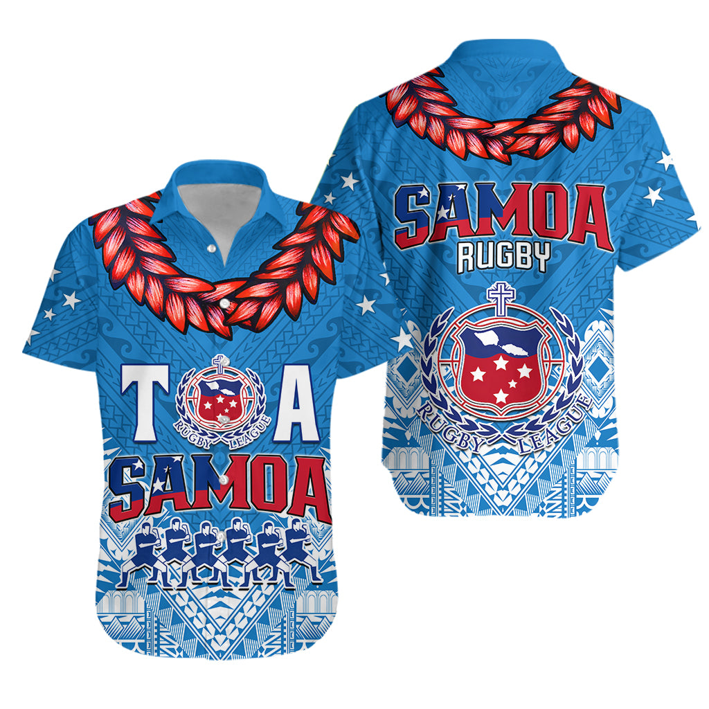 Toa Samoa Rugby Hawaiian Shirt Manu Siva Tau Style Ulafala LT13 Blue - Polynesian Pride