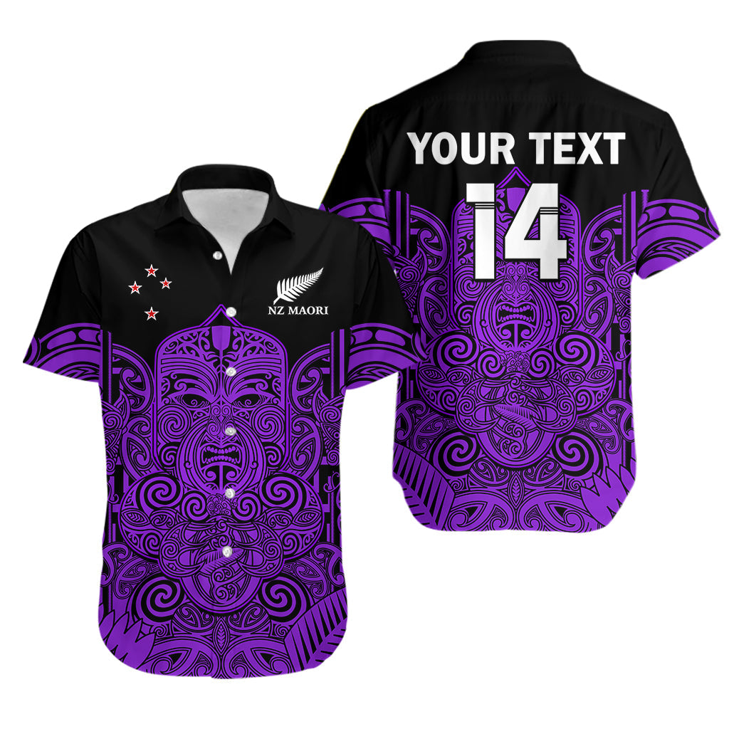 (Custom Text And Number) New Zealand Tiki Rugby Hawaiian Shirt NZ Maori Koru Pattern Ver.04 LT14 Purple - Polynesian Pride