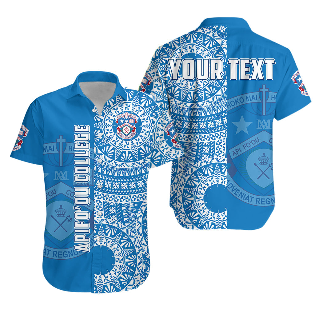 (Custom Personalised) Apifoou Tonga College Hawaiian Shirt Tongan Ngatu Pattern LT14 Unisex Blue - Polynesian Pride