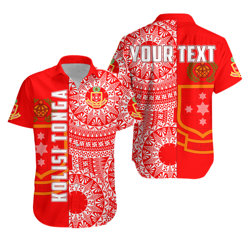 (Custom Personalised) Kolisi Tonga High School Hawaiian Shirt Tongan Ngatu Pattern LT14 Unisex Red - Polynesian Pride