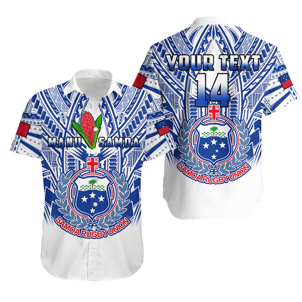 (Custom Text And Number) Samoa Rugby Hawaiian Shirt Manu Samoa 7s Ginger White Polynesian LT14 White - Polynesian Pride