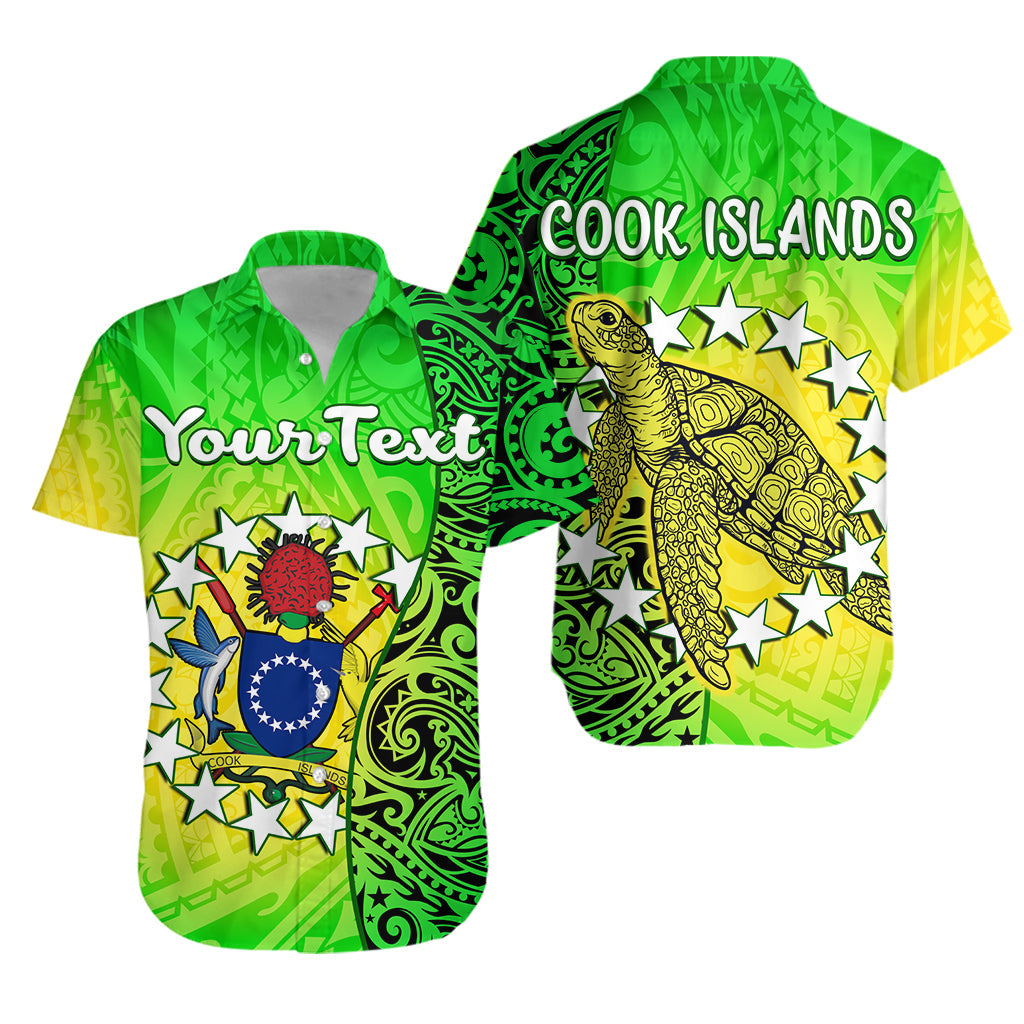 (Custom Personalised) Cook Islands Hawaiian Shirt Cook Islands Coat Of Arms Turtle Polynesian LT14 Unisex Green - Polynesian Pride