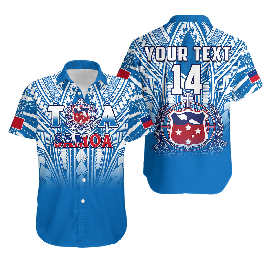 (Custom Text And Number) Samoa Rugby Samoa Hawaiian Shirt Personalise Toa Samoa Polynesian Pacific Blue Version LT14 Blue - Polynesian Pride