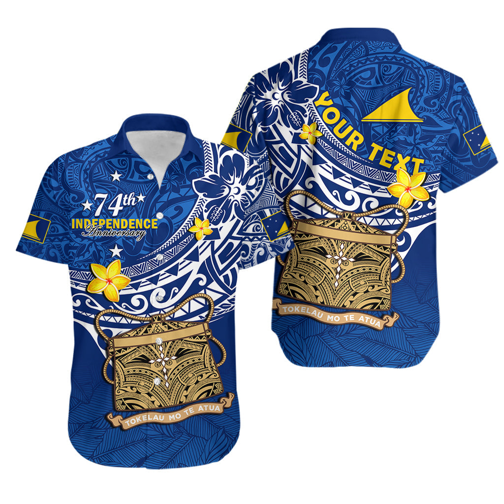 (Custom Personalised) Tokelau Hawaiian Shirt National Badge Polynesian Happy 74th Independence Anniversary LT14 Unisex Blue - Polynesian Pride