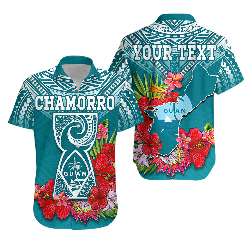 (Custom Personalised) Guam Chamorro Hawaiian Shirt Guaman Latte Stone Tropical Flowers Turquoise Version LT14 Unisex Turquoise - Polynesian Pride