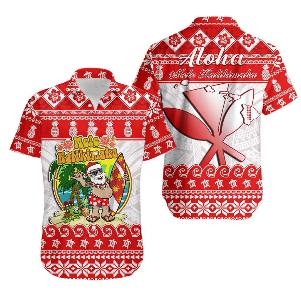 Hawaii Christmas Hawaiian Shirt Kanaka Polynesian Santa Claus Mele Kalikimaka LT14 Unisex Red - Polynesian Pride