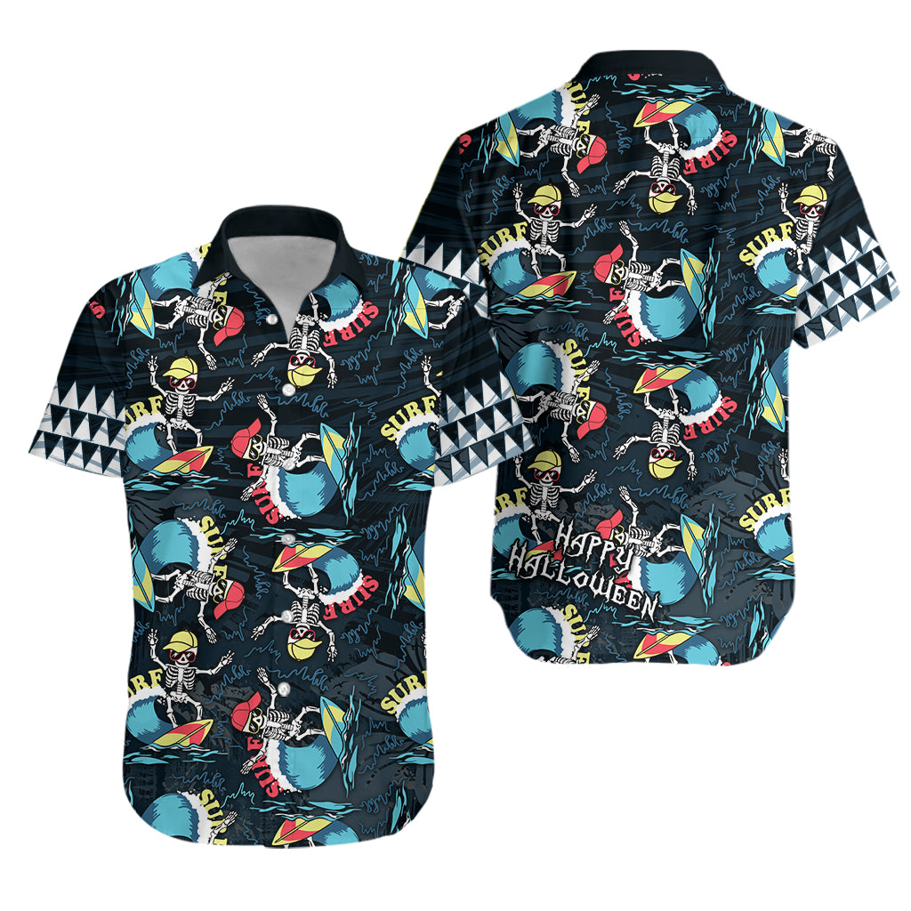 Hawaii Skeleton Surf Matching Dress and Hawaiian Shirt Halloween Hawaiian Tribal LT13 - Polynesian Pride