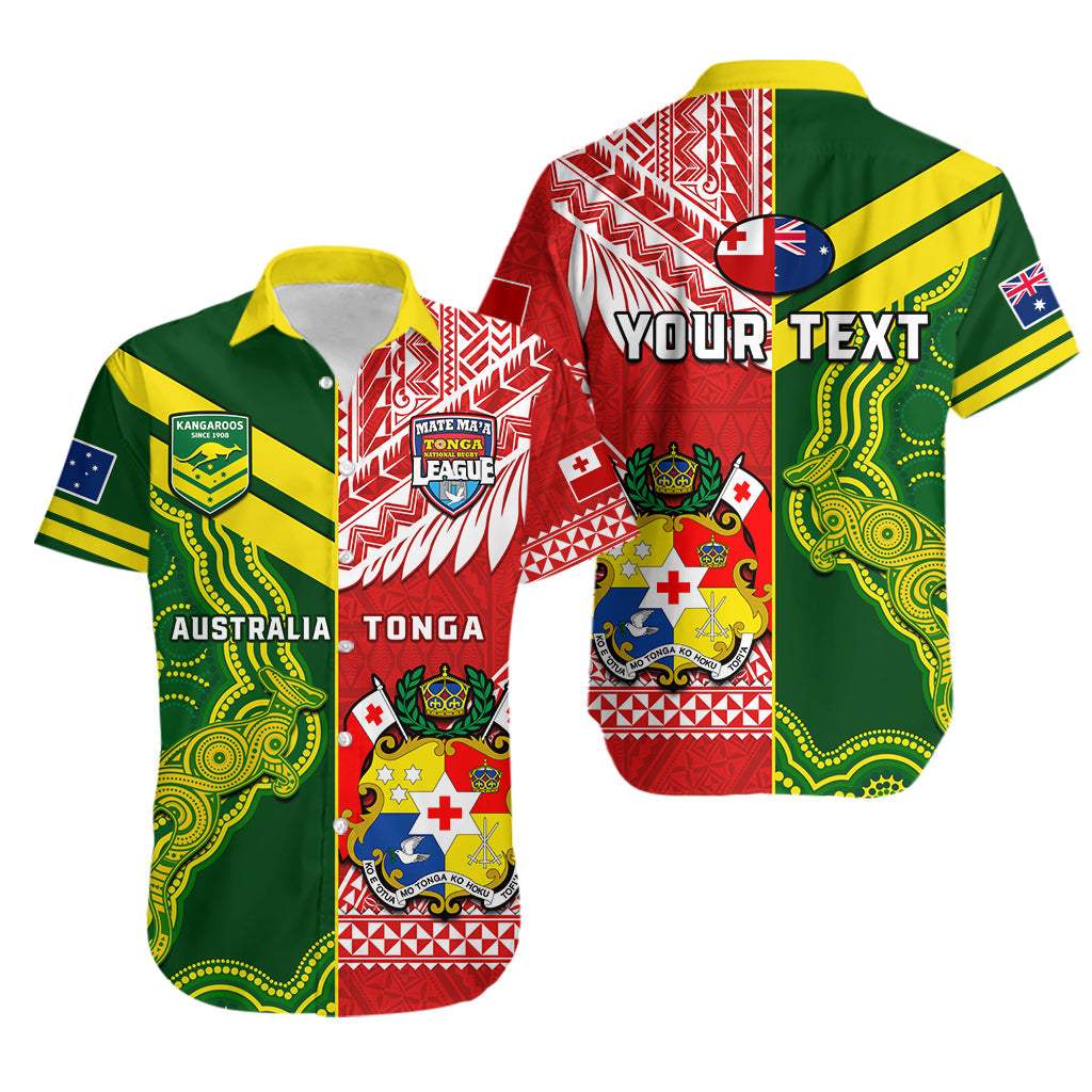 (Custom Personalised) Tonga And Australia Rugby Hawaiian Shirt Mate Maa Tonga Mix Kangaroos LT14 Red - Polynesian Pride