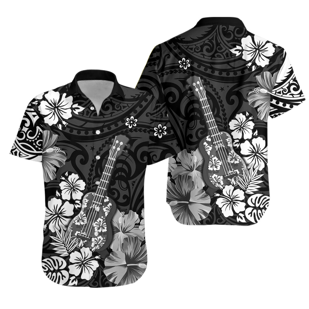 Hawaii Matching Dress and Hawaiian Shirt Polynesia Black Ukulele Flowers LT13 - Polynesian Pride