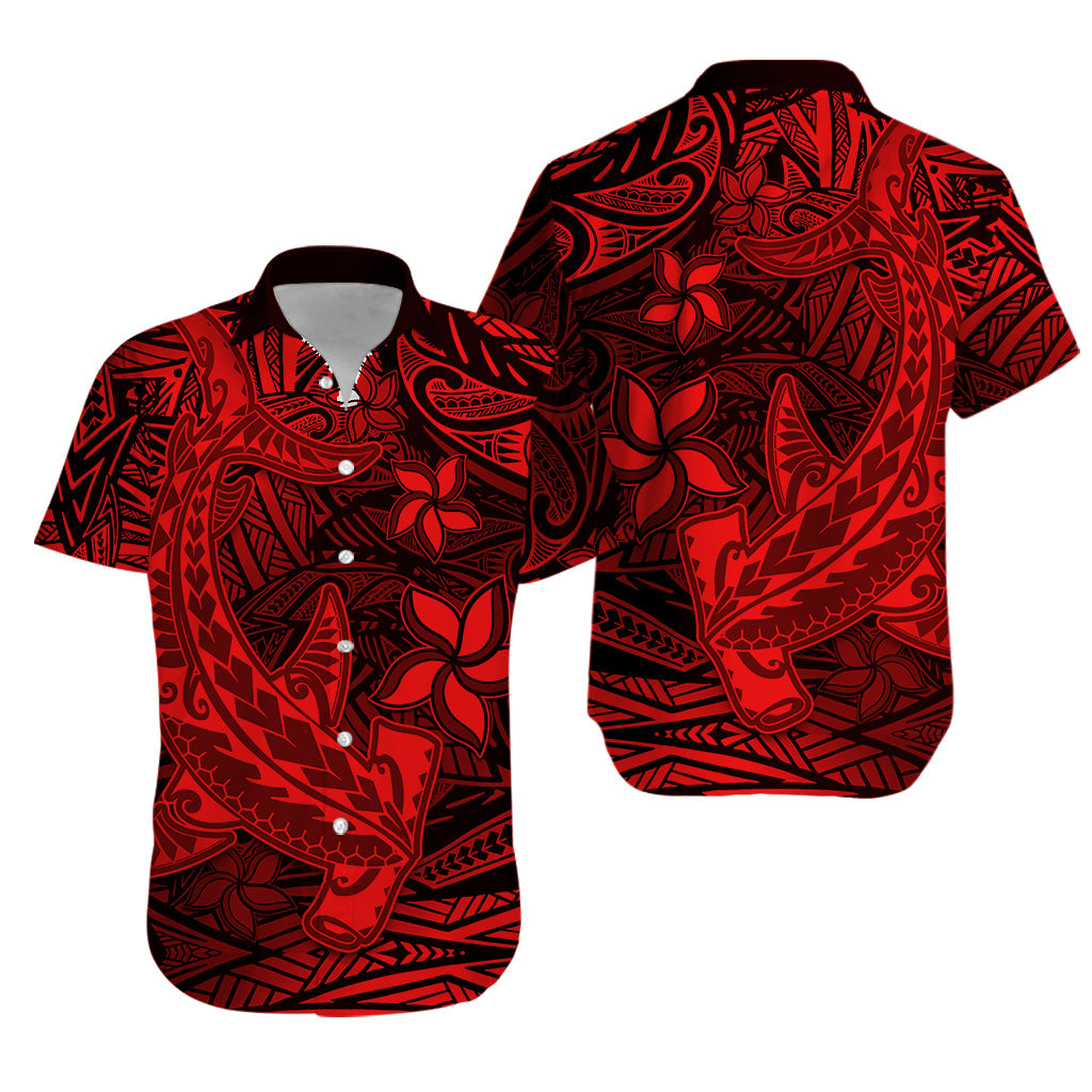 Polynesian Hawaiian Shirt Red Hawaiian Tribal Hammerhead Shark LT14 Unisex Red - Polynesian Pride