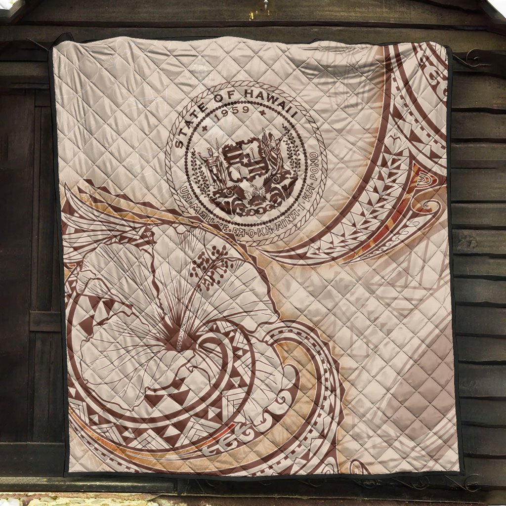 Hawaii Premium Quilt - Hibiscus Flowers Vintage Style - Polynesian Pride