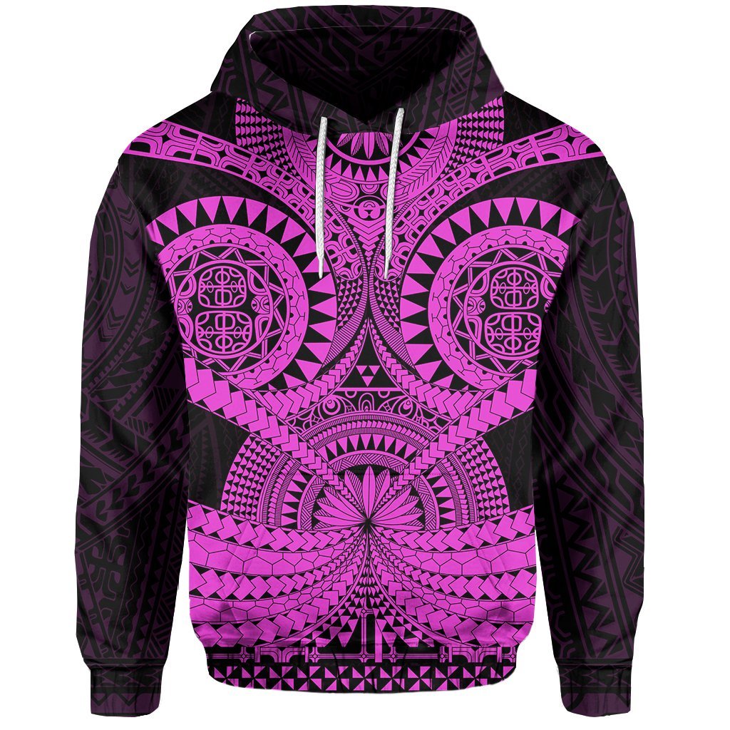 Polynesian Tattoo All Over Print Hoodie Purple 2 Unisex Black - Polynesian Pride