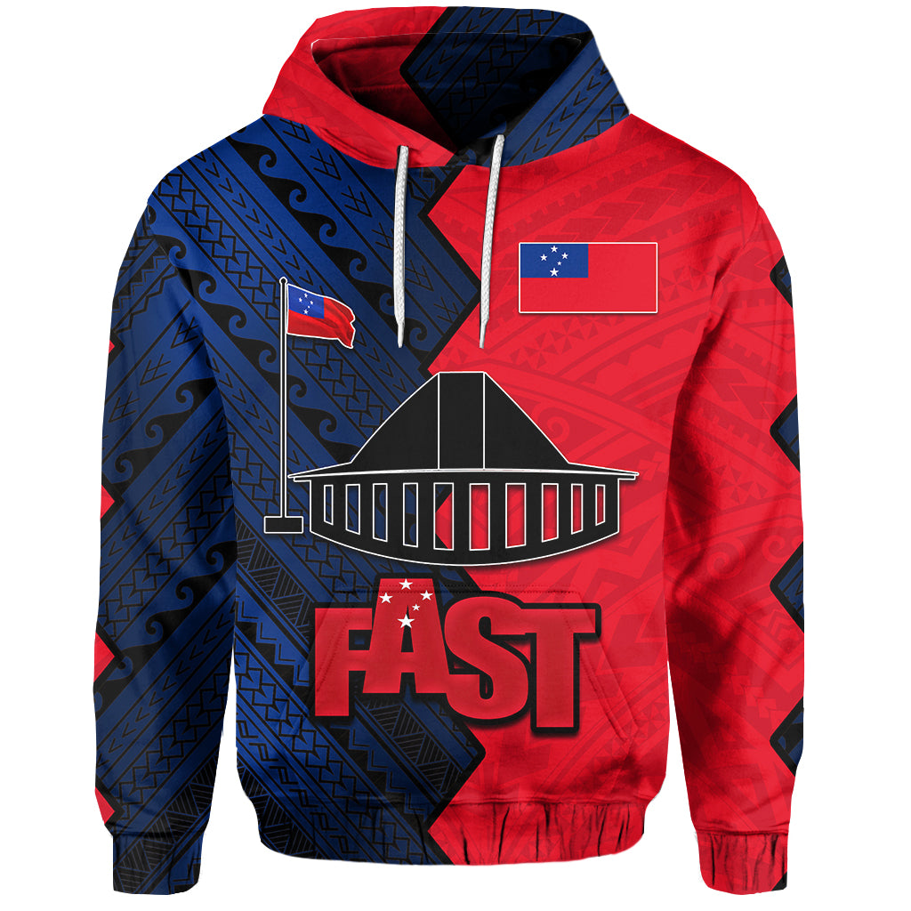 Custom Fast Samoa Hoodie Half Style LT6 Unisex Red - Polynesian Pride