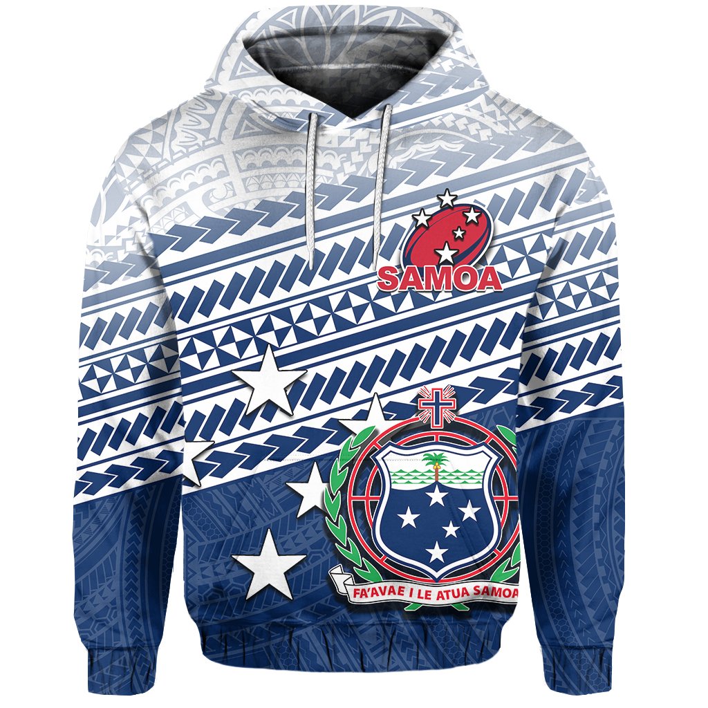 Samoa Rugby Hoodie Polynesian Style Unisex Blue - Polynesian Pride