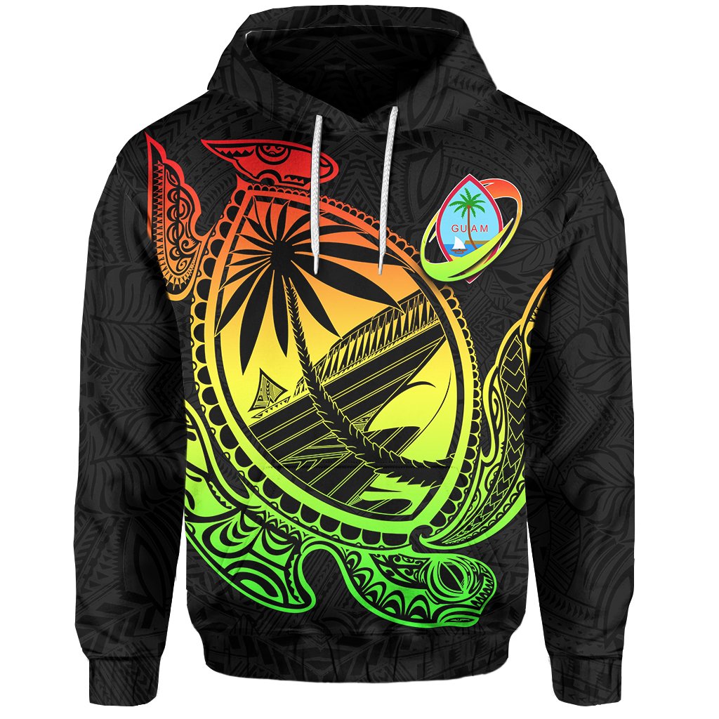 Guam Hoodie Rugby Version Turtle Polynesian Rasta Unisex Rasta - Polynesian Pride