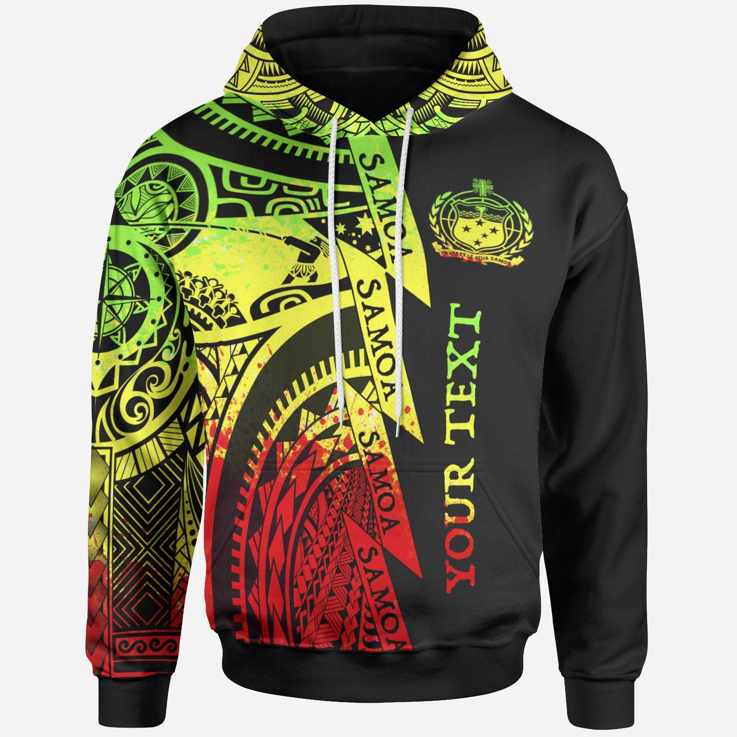 Custom Samoa All Over Hoodie Samoa Coat of Arms Reggae New Unisex Reggae - Polynesian Pride