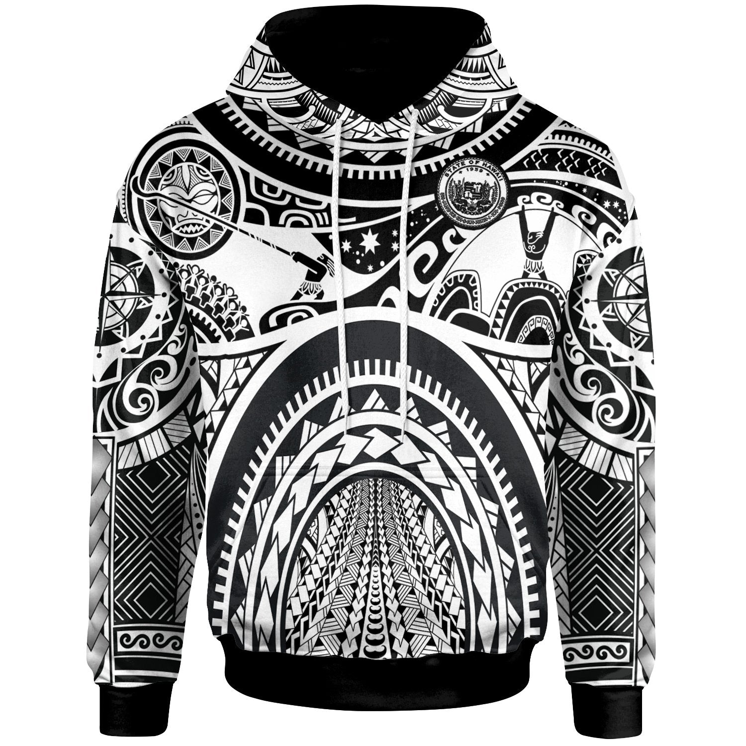 Polynesian Hawaii Hoodie Coat ofrm Hawaii & Maui Tattoo Polynesian Patterns Unisex White - Polynesian Pride