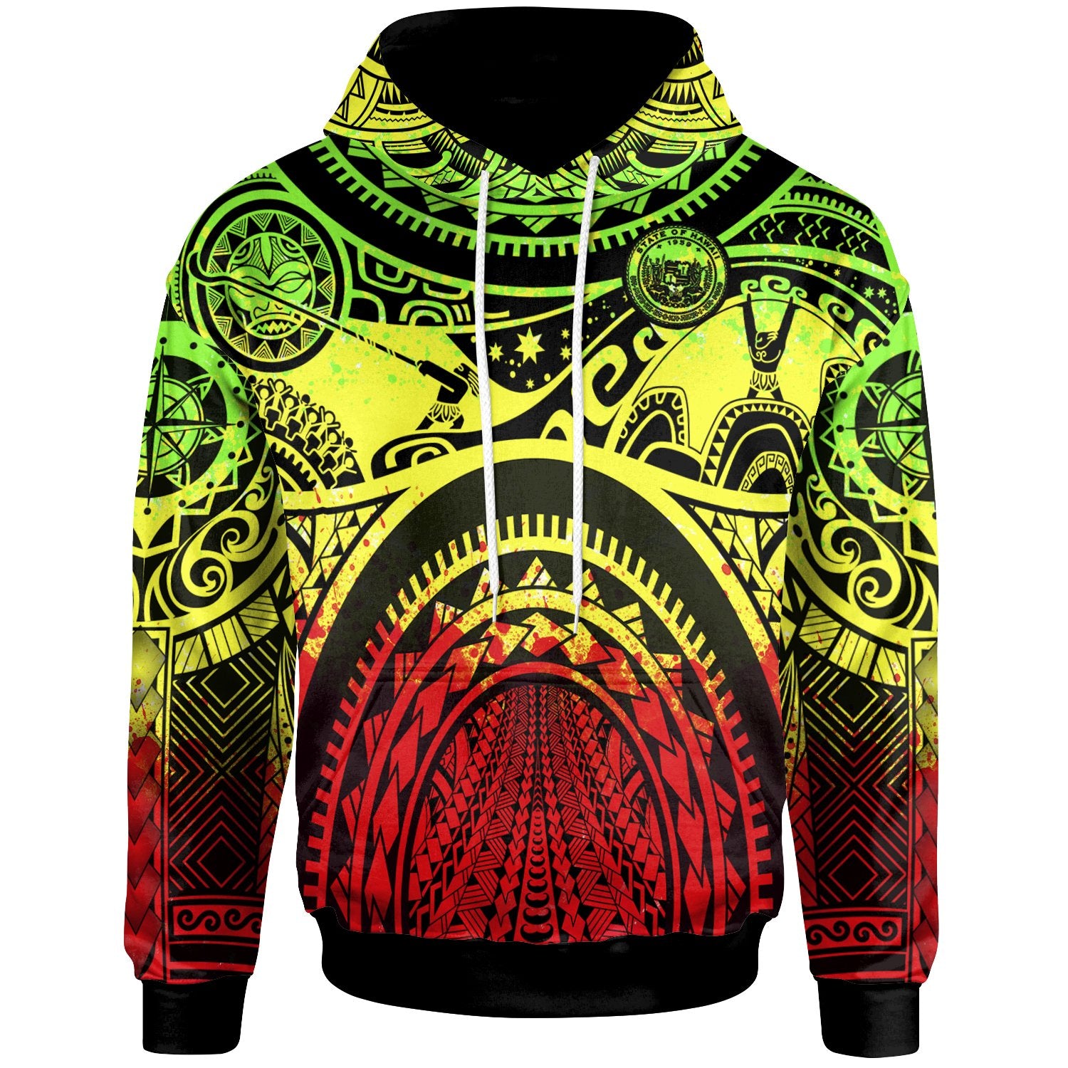 Polynesian Hawaii Hoodie Coat ofrm Hawaii & Maui Tattoo Polynesian Patterns Unisex Reggae - Polynesian Pride