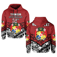 Custom Tonga Hoodie Independence Anniversary Special Version 2022 LT14 Red - Polynesian Pride