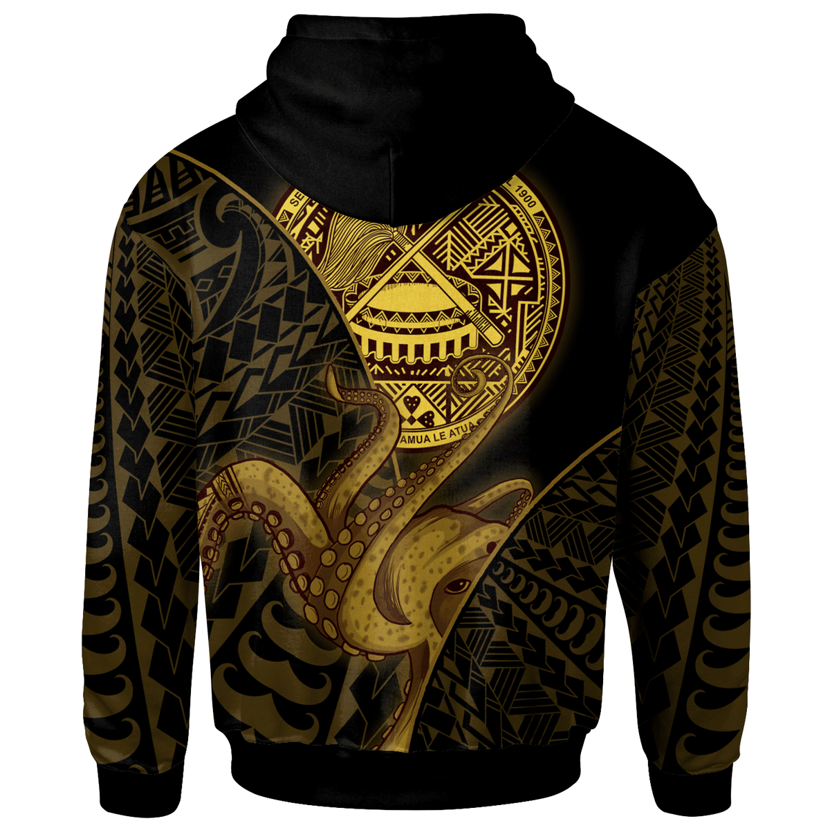 American Samoa Hoodie Octopus Style Gold Color - Polynesian Pride