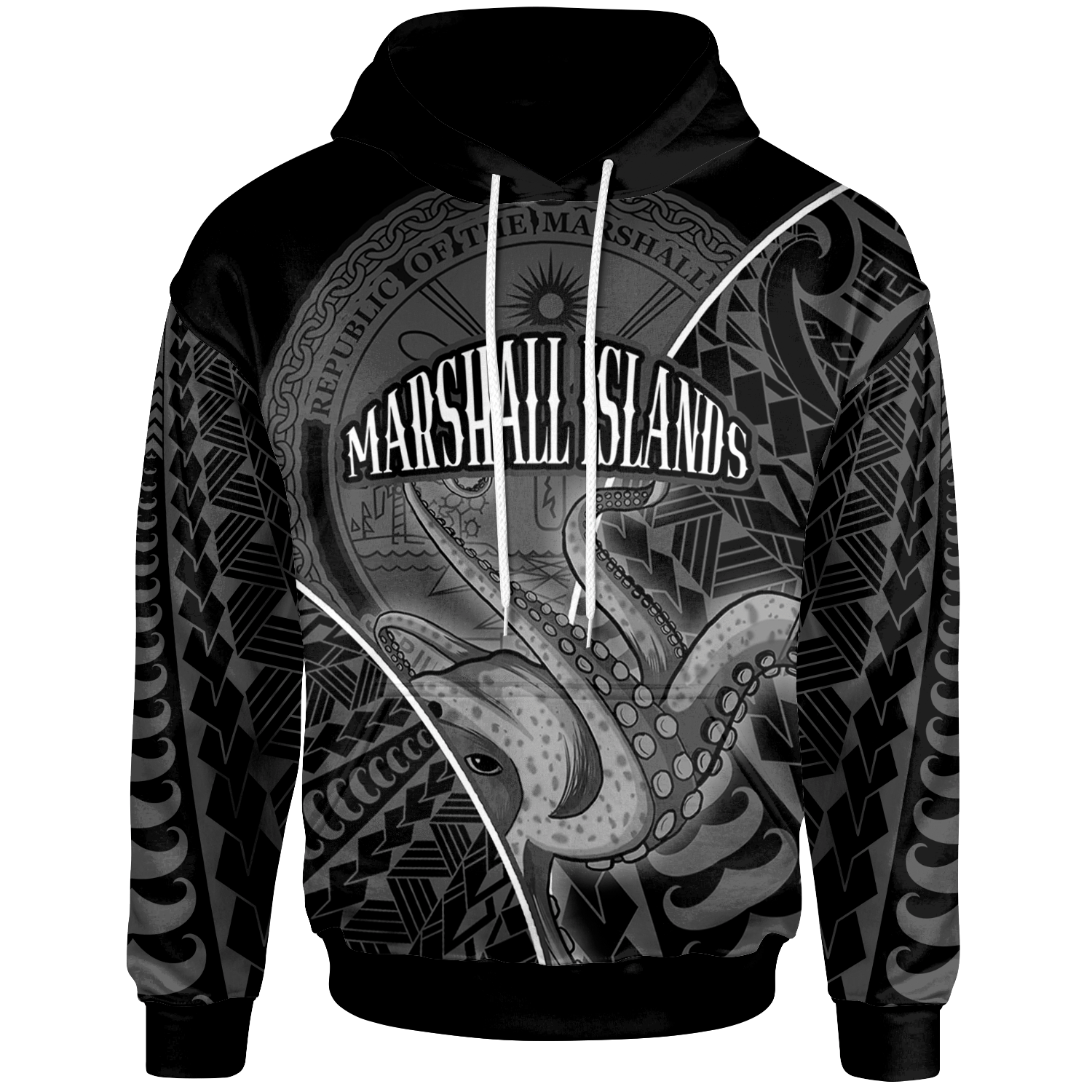 Marshall Islands Hoodie Octopus Style White Color Unisex White - Polynesian Pride