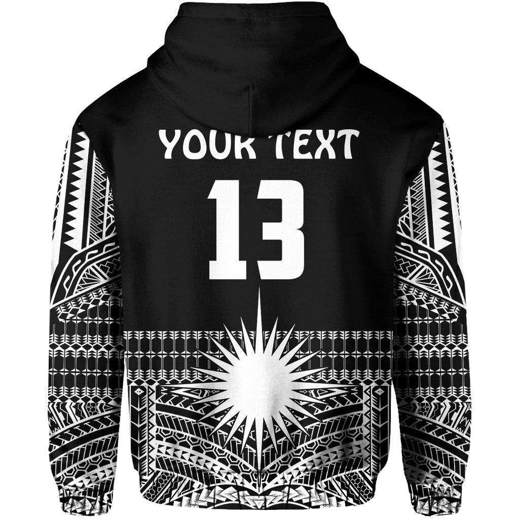 (Custom Text and Number) Marshall Islands Hoodie Best Tattoo Version Black LT13 - Polynesian Pride