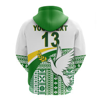 (Custom Text and Number) Tailevu Rugby Zip Hoodie Fiji Rugby Tapa Pattern White LT13 - Polynesian Pride