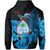 Custom Guam Seal Zip Hoodie Polynesian Turtle with Flowers Version Blue LT13 - Polynesian Pride