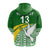 (Custom Text and Number) Tailevu Rugby Hoodie Fiji Rugby Tapa Pattern Green LT13 - Polynesian Pride