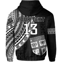 Custom Fiji Rugby Sevens Zip Hoodie Fijian 7s Tapa Polynesian Custom Text and Number LT13 - Polynesian Pride