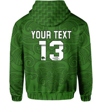 Custom Maori 2021 Zip Hoodie Green Aotearoa Tattoo Custom Text and Number LT13 - Polynesian Pride