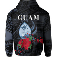 Guam Zip Hoodie Polynesian Flowers Version Black LT13 - Polynesian Pride
