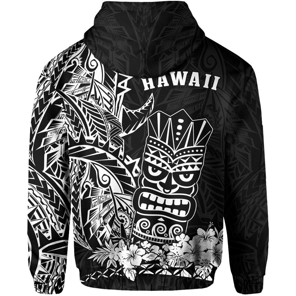Hawaii Polynesian Hoodie White Tiki Masks Hawaiian LT13 - Polynesian Pride