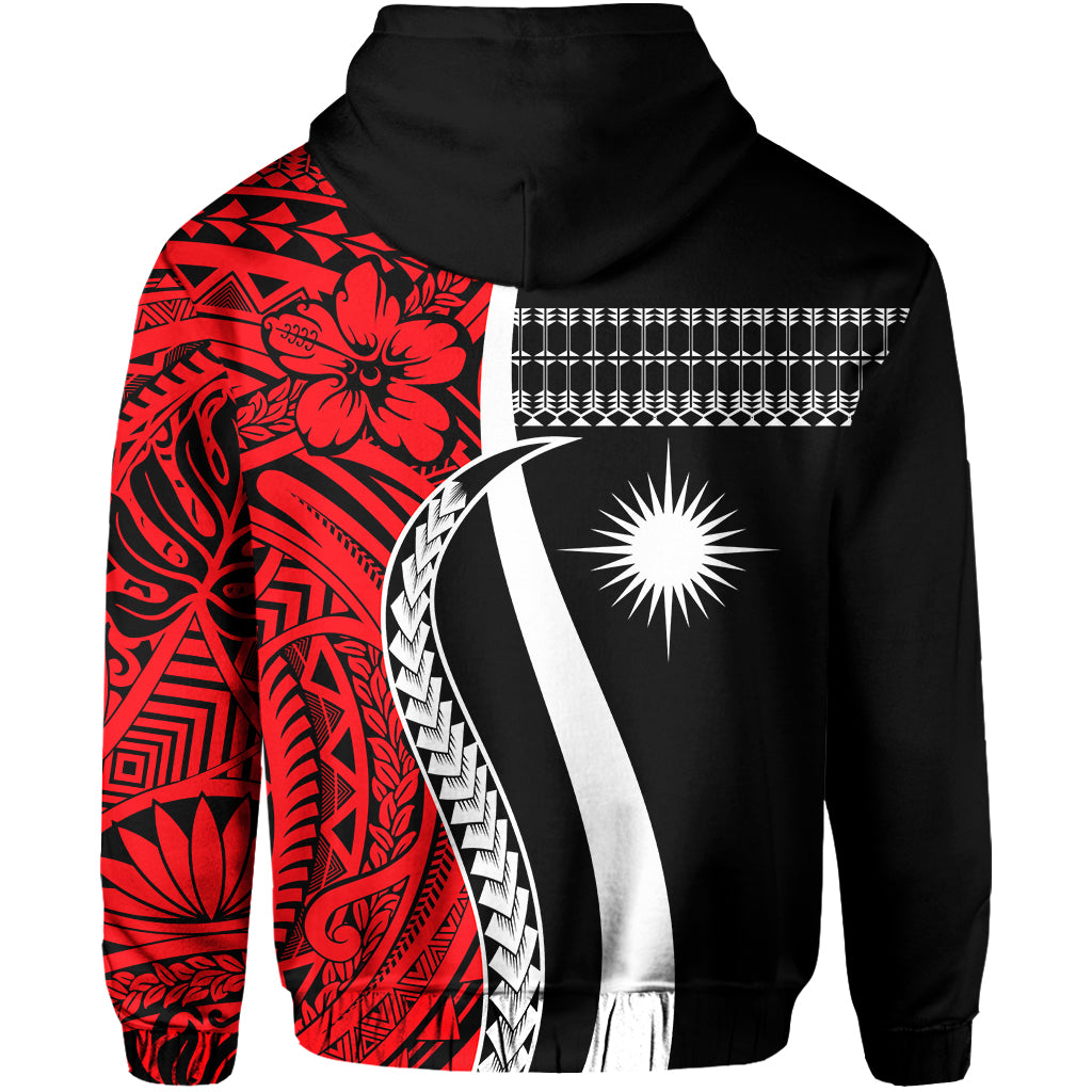 Custom Marshall Islands Hoodie Simple Pattern Version Red LT13 - Polynesian Pride
