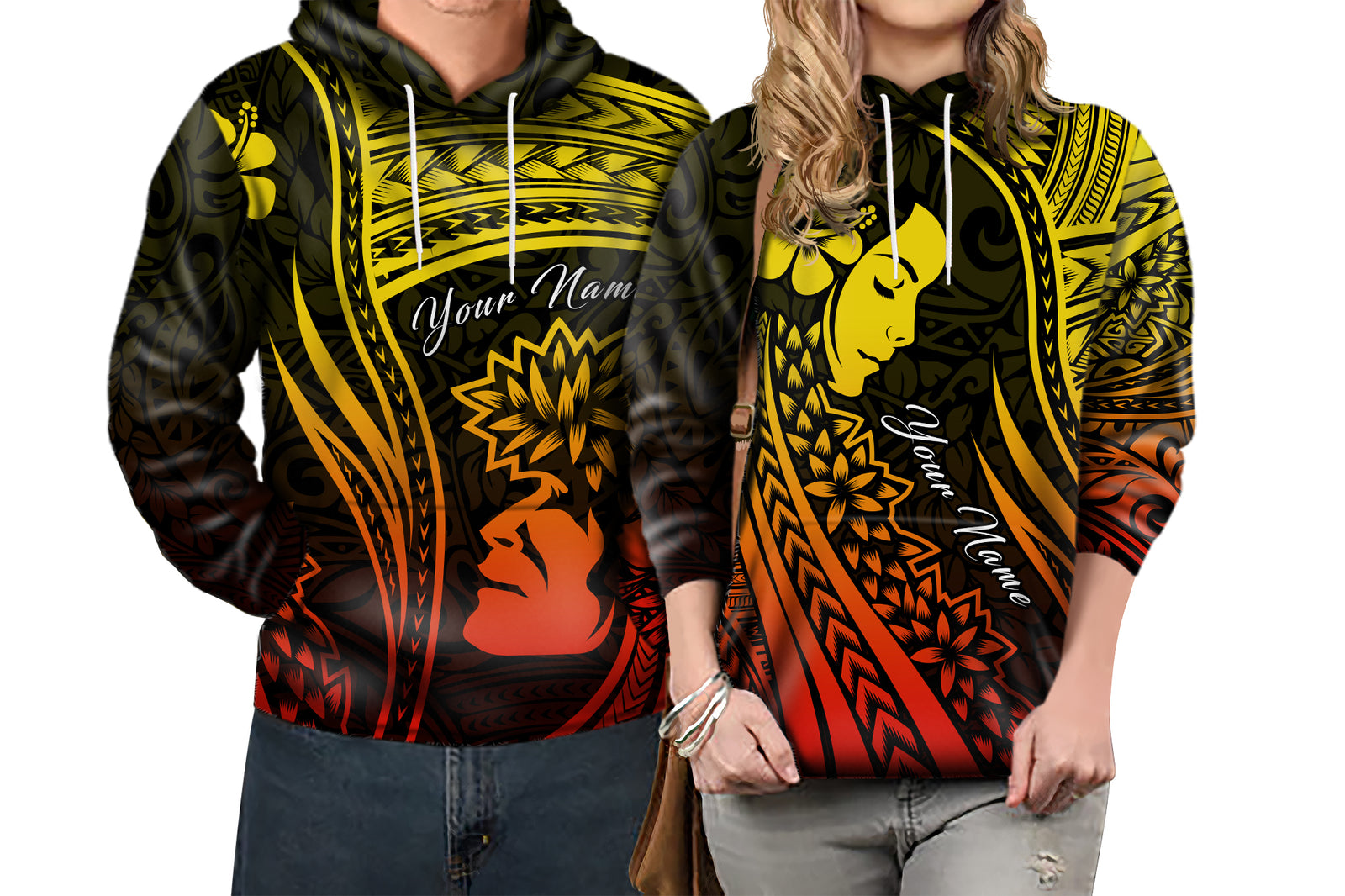 Custom Polynesian Valentine Couple Hoodie I LOVE YOU Hibiscus Style Special LT13 6XL - Polynesian Pride