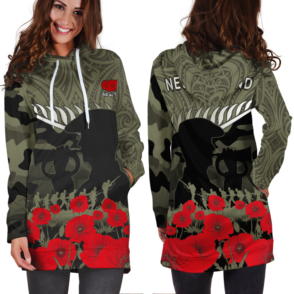 New Zealand ANZAC 2022 Hoodie Dress Maori Camouflage LT14 Blue - Polynesian Pride