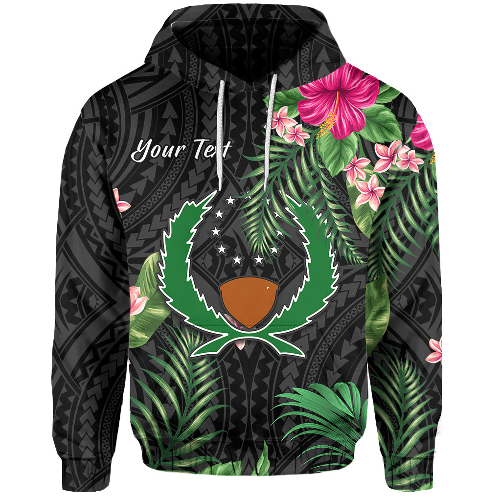 Custom Pohnpei Micronesia Hoodie Tropical Flowers LT13 Unisex Black - Polynesian Pride