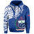 Custom Samoa Siapo Hoodie Sporty Mix Barkcloth Panel LT13 Hoodie Blue - Polynesian Pride