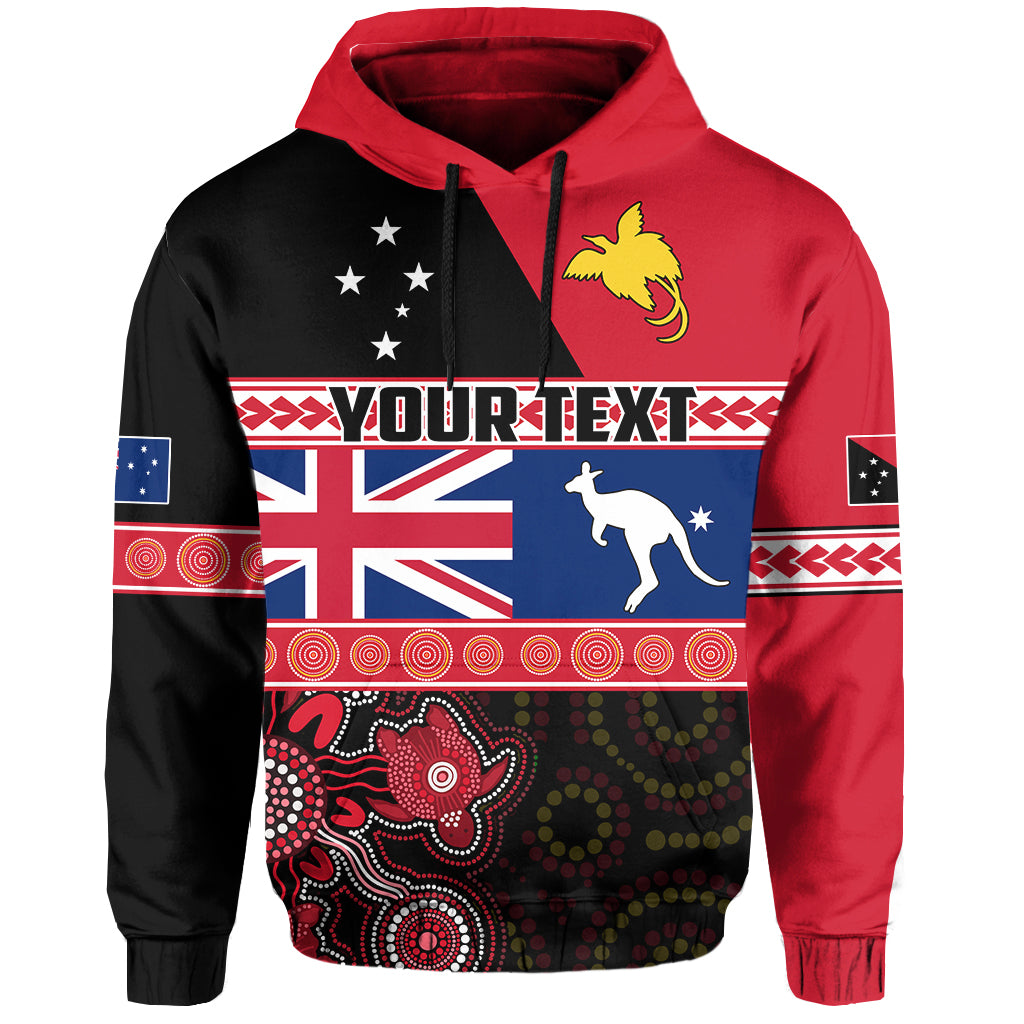 Custom Papua New Guinea Australia Hoodie Aboriginal PNG and AUS LT13 Hoodie Black - Polynesian Pride