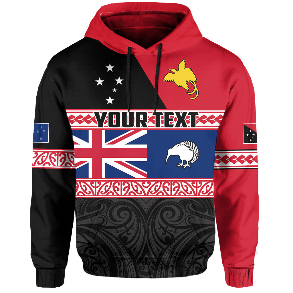 Custom Papua New Guinea New Zealand Hoodie Maori PNG and NZ LT13 Hoodie Black - Polynesian Pride