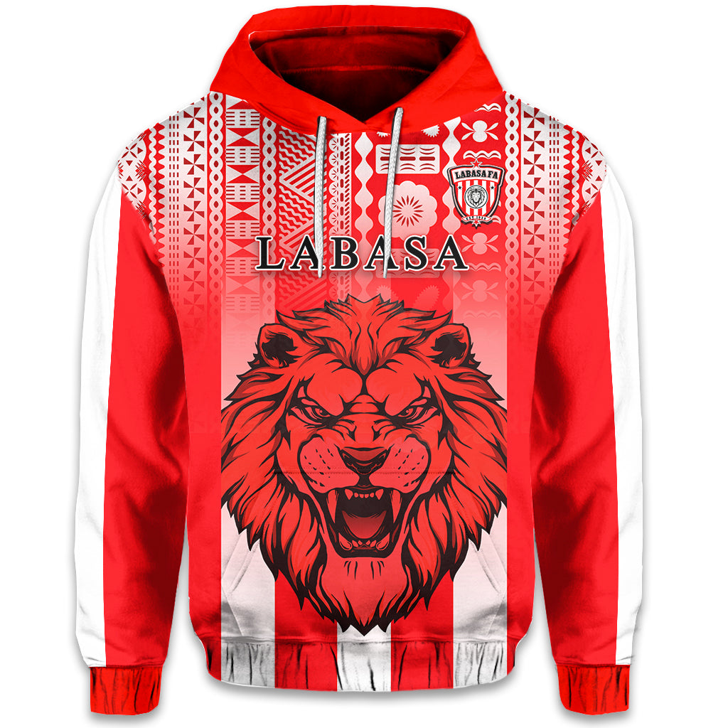 Football LABASA FA Hoodie Red Lion Fiji LT13 Unisex Red - Polynesian Pride