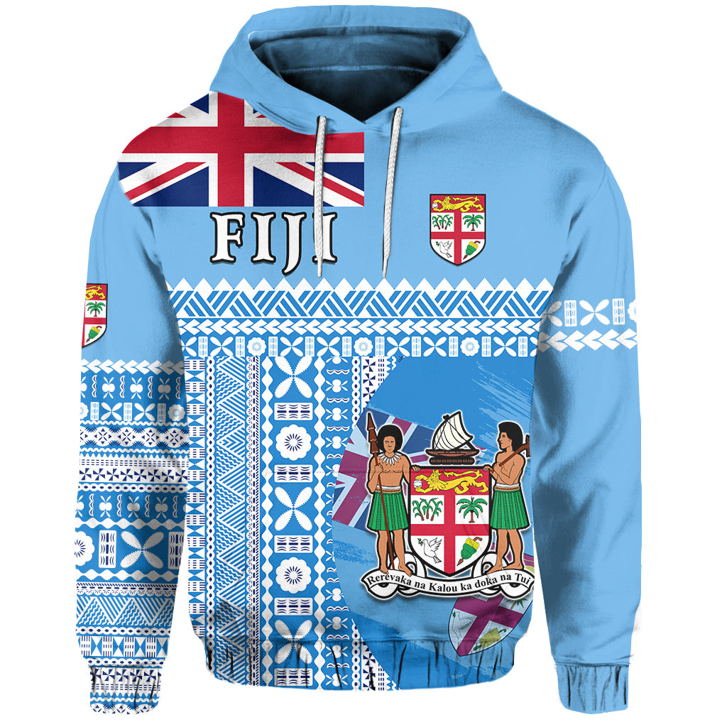 Fiji Dreamy Hoodie Tapa Pattern LT13 Unisex Blue - Polynesian Pride