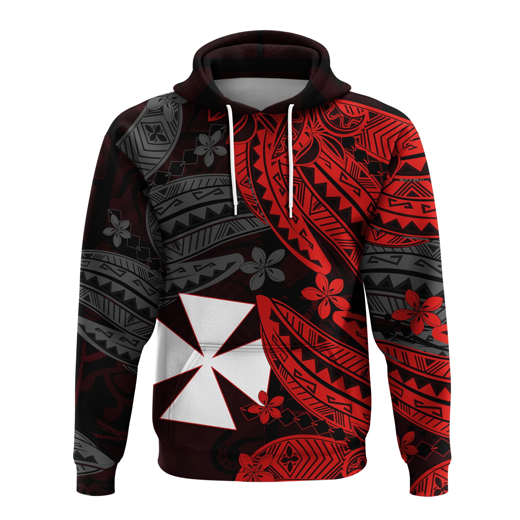 Wallis and Futuna Hoodie Enjoy Polynesian Flowers LT13 Unisex Red - Polynesian Pride