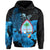 Guam Seal Hoodie Polynesian Turtle with Flowers Version Blue LT13 Unisex Blue - Polynesian Pride