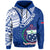 Samoa Siapo Hoodie Sporty Mix Barkcloth Panel LT13 Hoodie Blue - Polynesian Pride