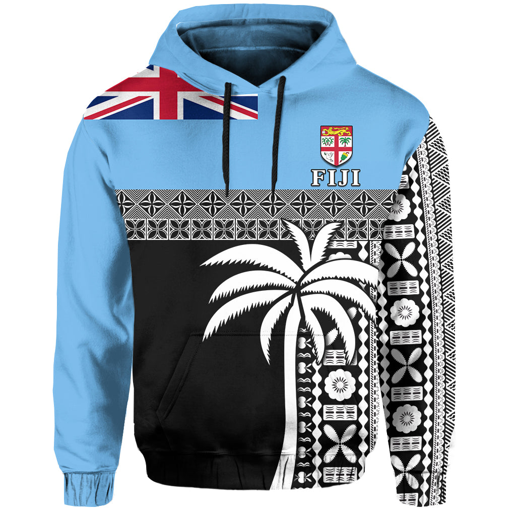 Fiji Tapa Pattern Hoodie Coconut Tree LT13 Unisex Blue - Polynesian Pride