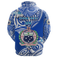 Custom Manu Samoa Rugby Zip Hoodie Unique Vibes Coat of Arms White, Custom Text and Number - Polynesian Pride